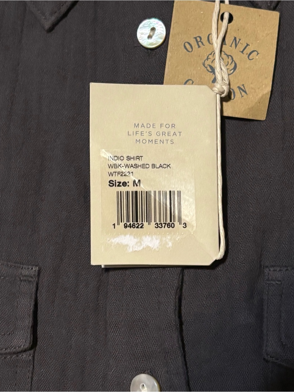 NWT Faherty Indio Cotton Gauze Button Up Shirt Women’s Size M In Washed Black - Picture 7 of 8